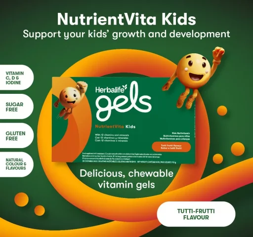 Herbalife Gels NutrientVita Tutti Frutti flavour product display image.