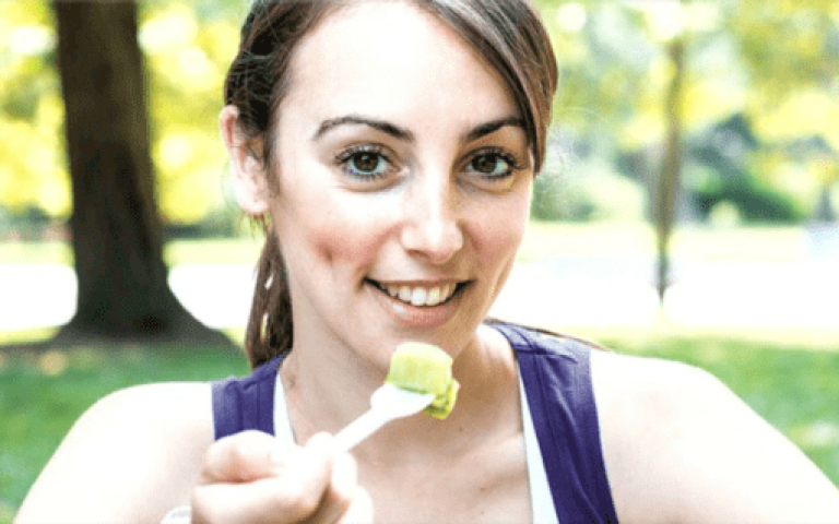 Woman eating healthy food